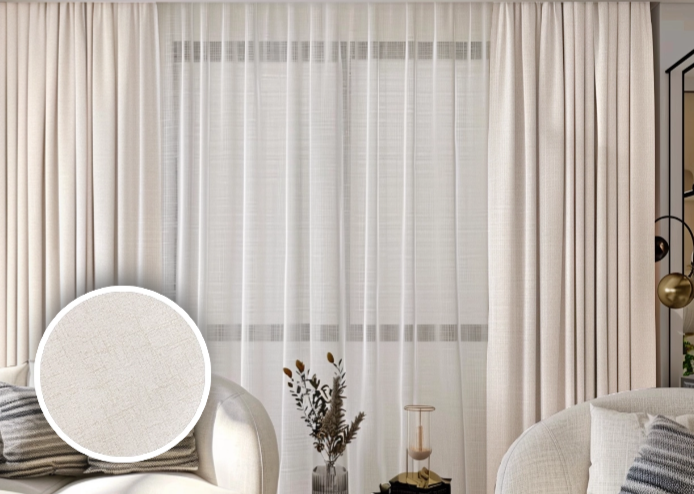 Double Layered White Sheer Custom Curtain
